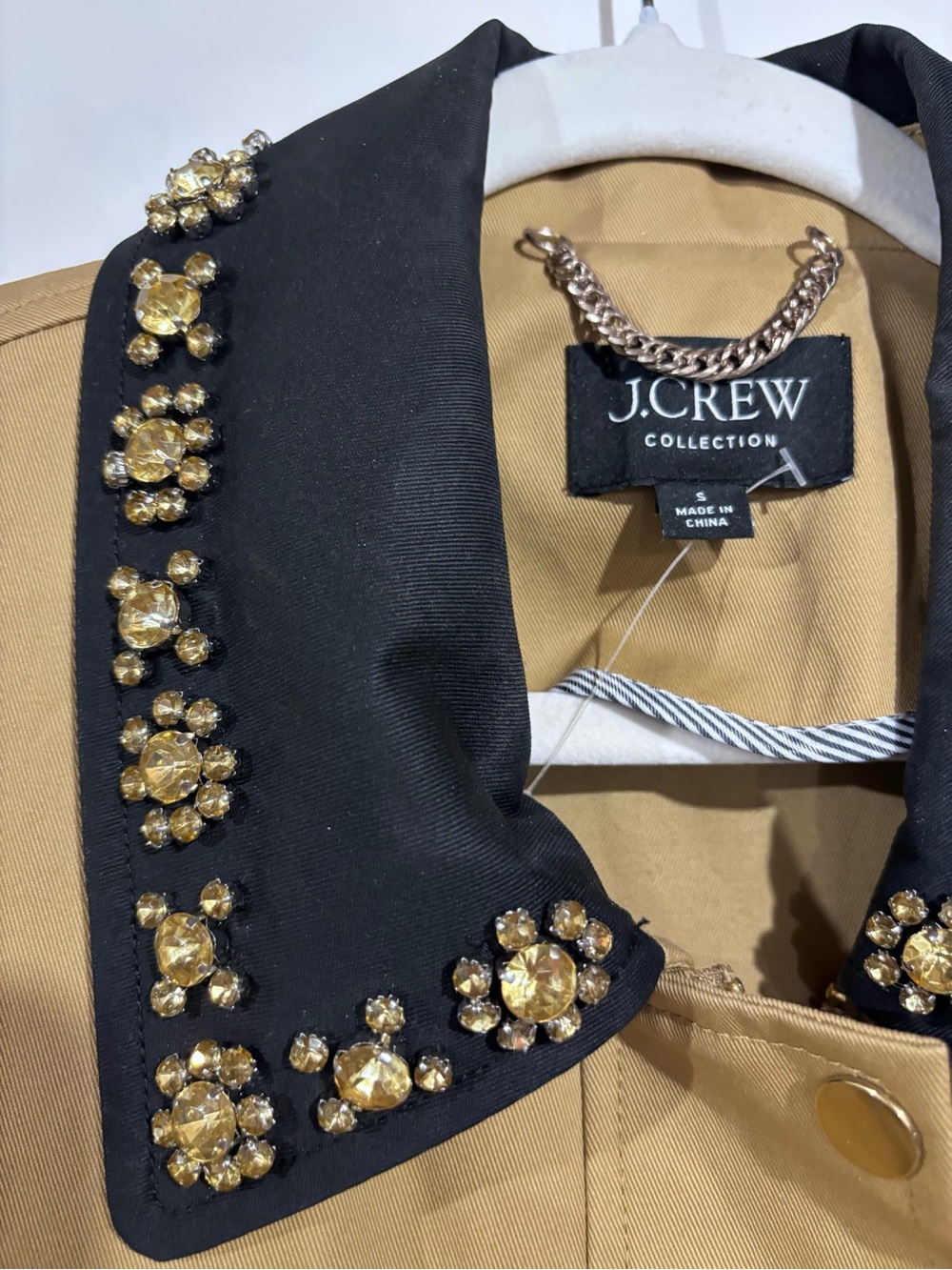 J. Crew Embellished Black Collar Barn Jacket